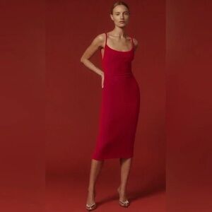 Reformation Merel Velvet Red Midi Dress Low Back